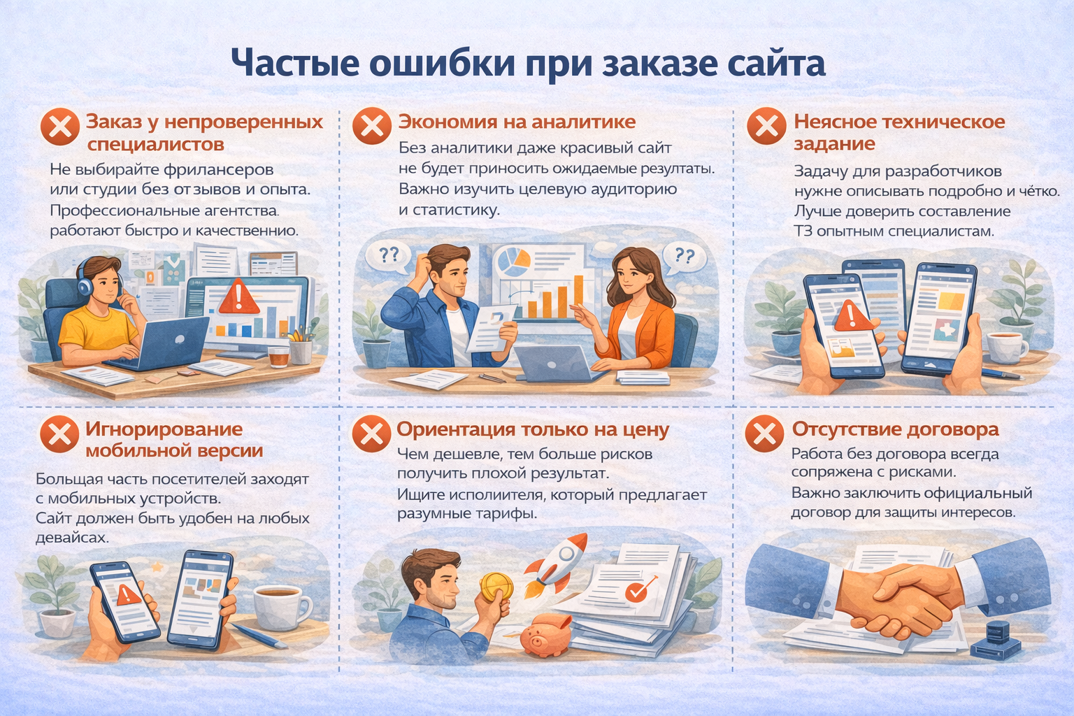 Ошибки при заказе сайта